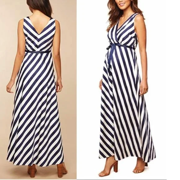 Jessica Simpson Maternity | Dresses | Jessica Simpson Maternity Womens Blue  And White Striped Maxi Dress Size L Nwt | Poshmark